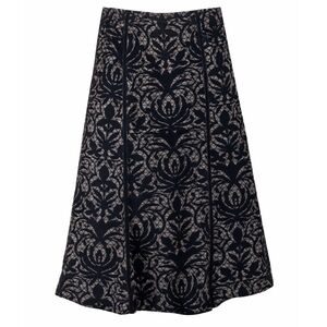 Black Velvet Damask High Waisted A-Line Midi Skirt Gothic Academia Romantic 10